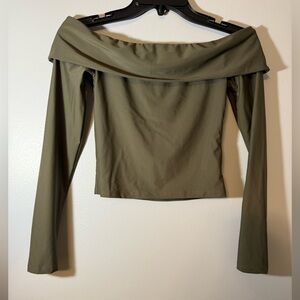EDIKTED Olive Green Off-Shoulder Women's Top